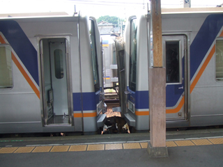 南海2000系橋本駅での開放作業
